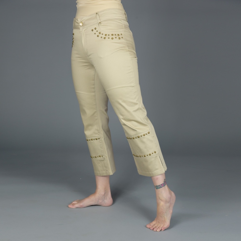 New Neiman Marcus Studded Khaki Capris